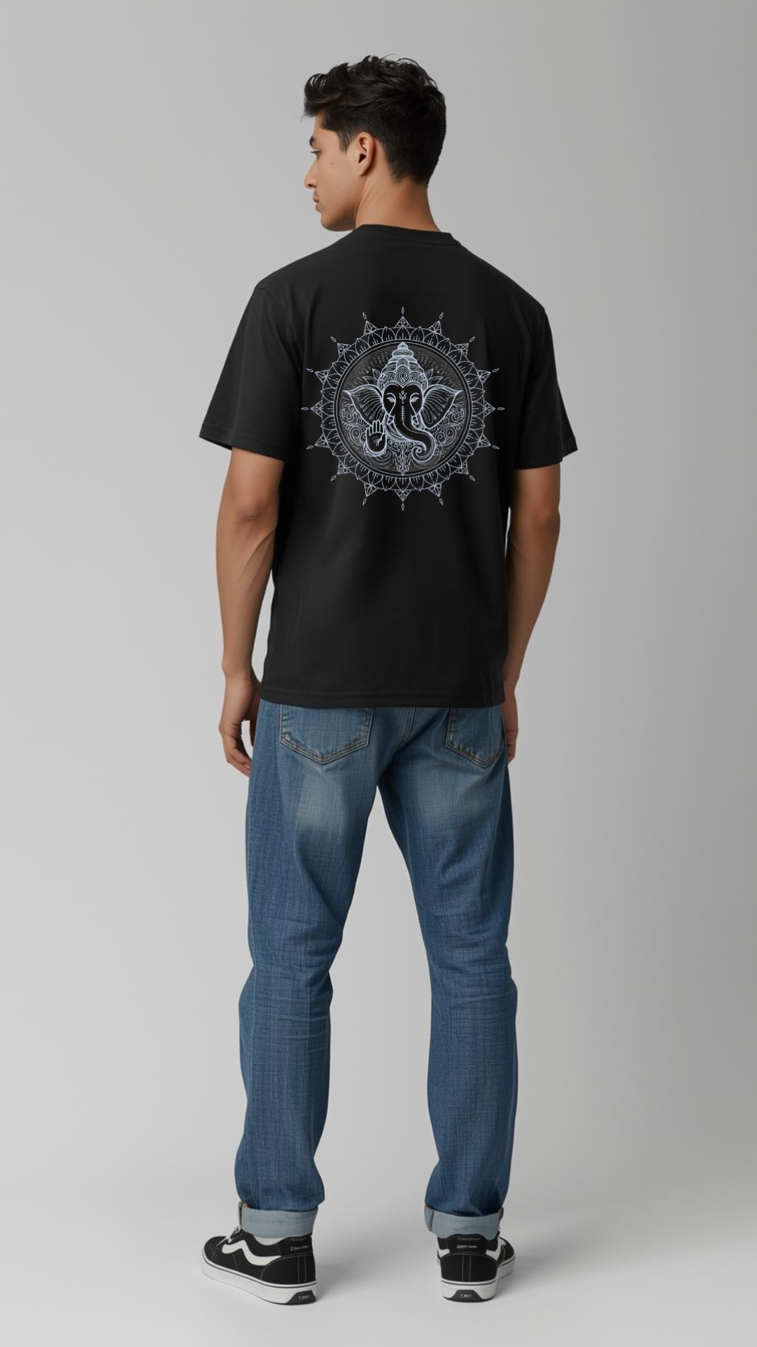 Divine Energy T-Shirt | Back print | Lord Ganesha Mandala Design 🌸🐘