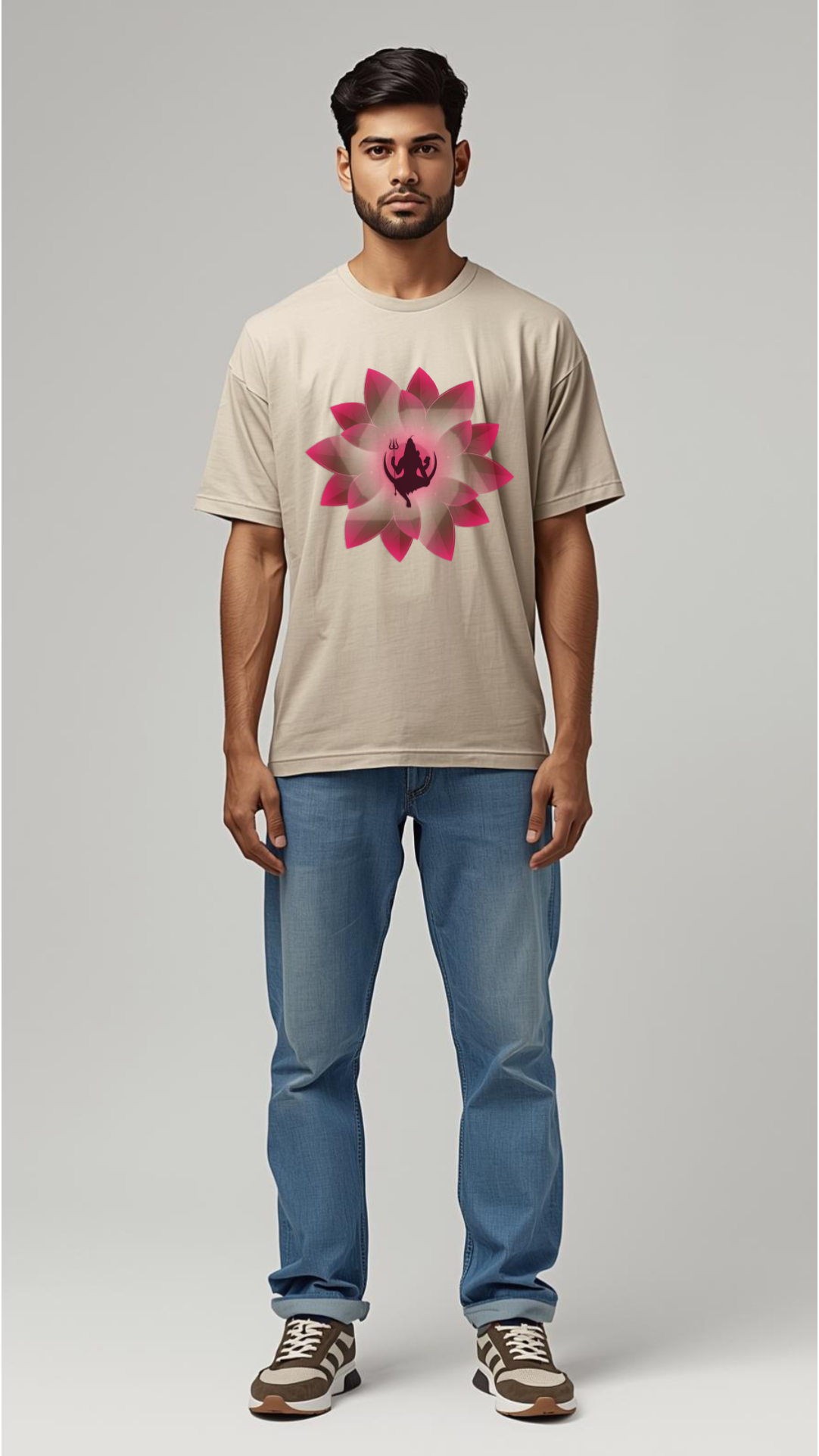 Shiva Lotus Bloom T-Shirt ✨🌸| Front Print | Spiritual Streetwear for Modern Souls
