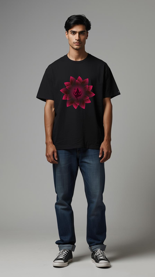 Shiva Lotus Bloom T-Shirt ✨🌸| Front Print | Spiritual Streetwear for Modern Souls