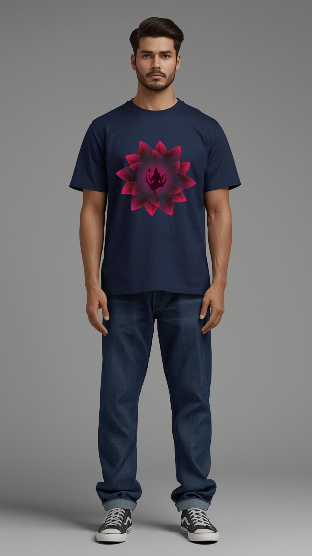 Shiva Lotus Bloom T-Shirt ✨🌸| Front Print | Spiritual Streetwear for Modern Souls