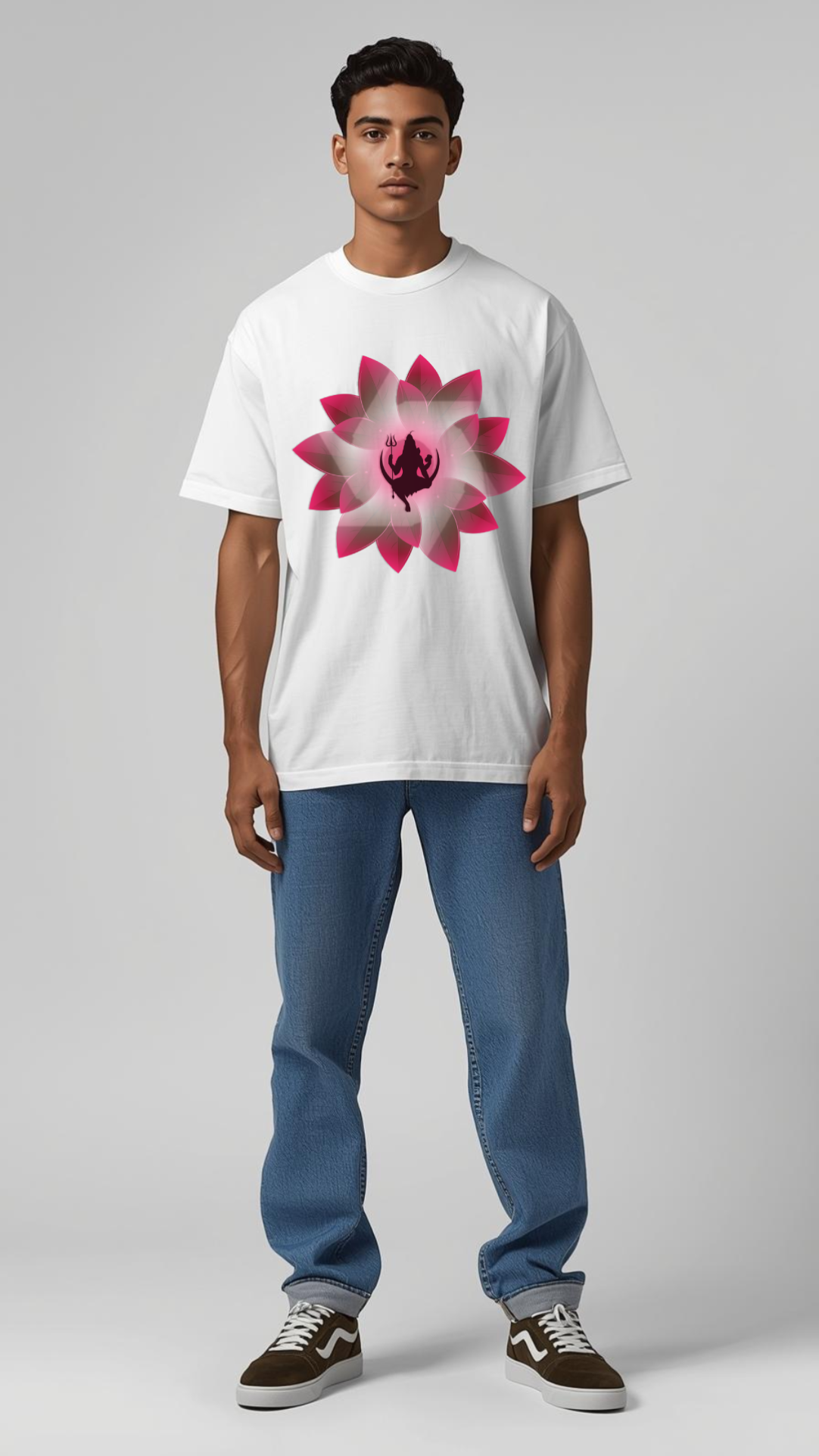 Shiva Lotus Bloom T-Shirt ✨🌸| Front Print | Spiritual Streetwear for Modern Souls