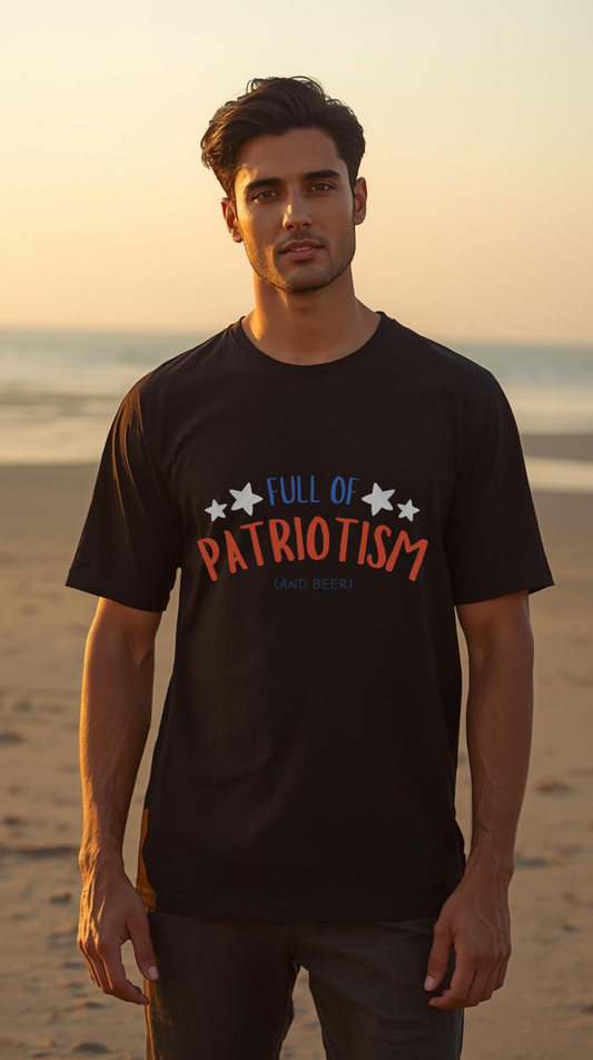 Full of Patriotism (and Beer) Tee – Oversized Black Streetwear T-Shirt