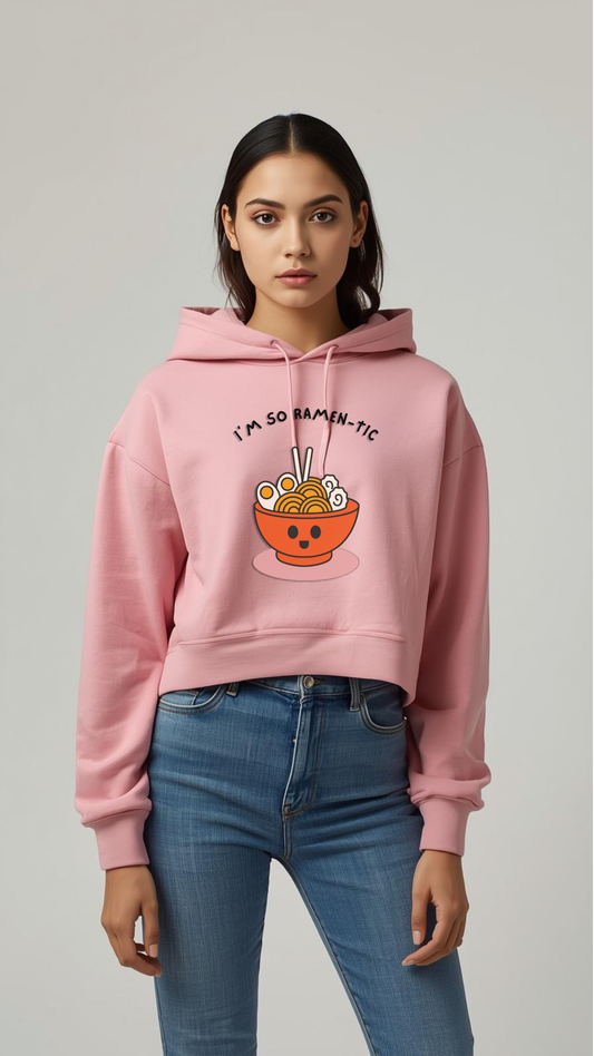 I’m So Ramen-tic 🍜 Women’s Oversized Crop Hoodie | Cute & Cozy Streetwear