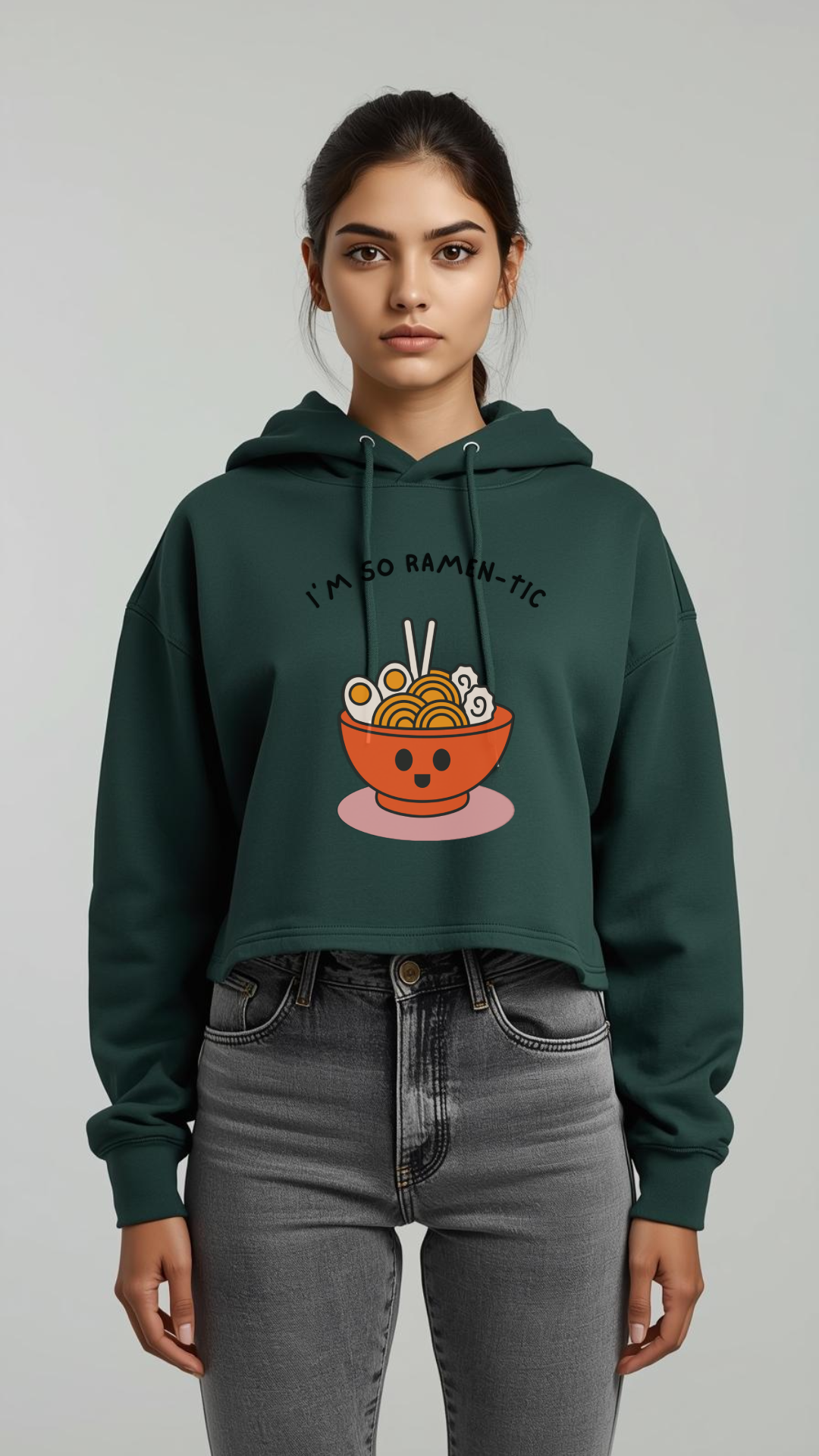I’m So Ramen-tic 🍜 Women’s Oversized Crop Hoodie | Cute & Cozy Streetwear