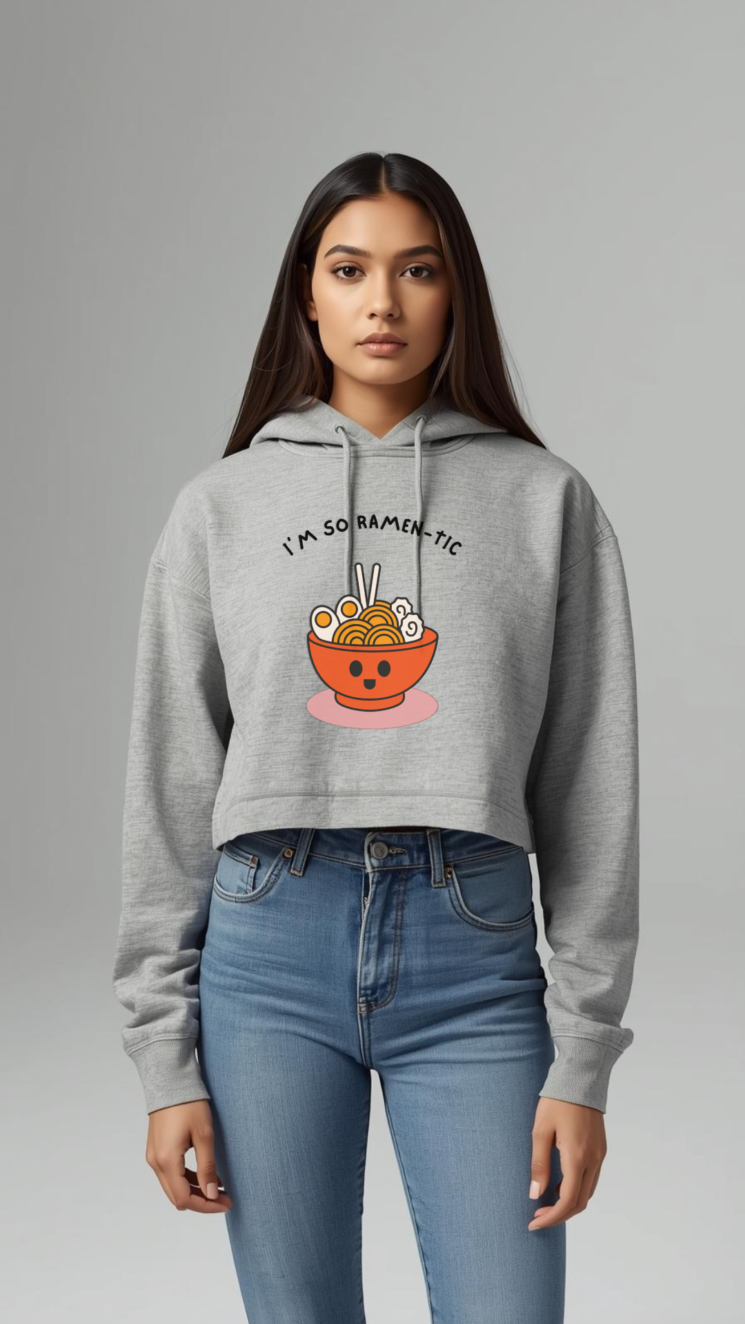 I’m So Ramen-tic 🍜 Women’s Oversized Crop Hoodie | Cute & Cozy Streetwear