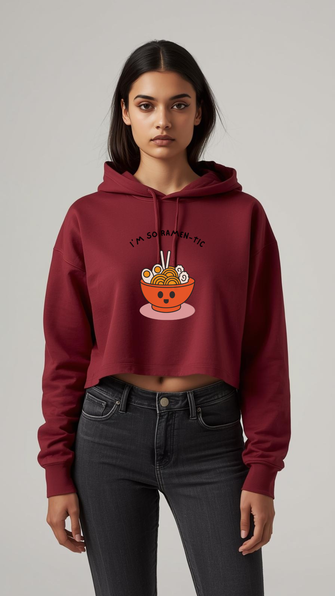 I’m So Ramen-tic 🍜 Women’s Oversized Crop Hoodie | Cute & Cozy Streetwear
