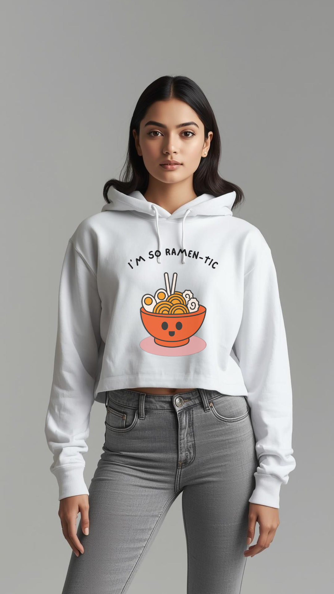 I’m So Ramen-tic 🍜 Women’s Oversized Crop Hoodie | Cute & Cozy Streetwear